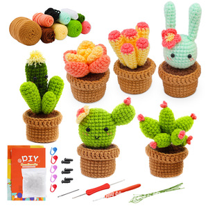 Vente en gros DIY Kit de crochet pour débutants Jouets de <span class=keywords><strong>couture</strong></span> et de tissage avec tutoriels pour succulentes de cactus simulées pour tricot de pots de plantes - Product Image 1