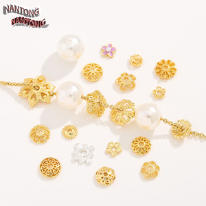 ฝาครอบลูกปัดดอกไม้หนานทง ชุบทอง 18K ทำจากทองแดง สำหรับทำสร้อยข้อมือ อุปกรณ์ทำเครื่องประดับ - Product Image 2