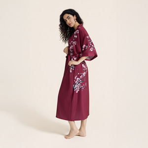 <span class=keywords><strong>Pigiama</strong></span> estivo da donna Yaoting in raso stampato, <span class=keywords><strong>leggero</strong></span>, con spalle scoperte, taglie forti, lussuoso, a maniche a tre quarti, <span class=keywords><strong>lungo</strong></span> e fresco - Product Image 2