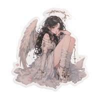Autocollants personnalisés en vinyle PVC imperméable, résistants aux UV, découpés à la forme, avec logo Anime Angel Girl, impression Manga mignonne, pack de collection de merchandising