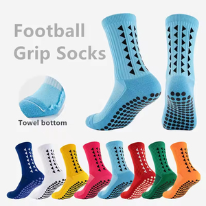 Design Custom Pure Color Grip <b>Socks</b> Thickened Non-Slip Leg Pads Compression Sleeve <b>Long</b> Soccer Grip <b>Socks</b> High Quality Wholesale - Product Image 1