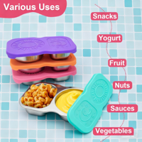 304 conteneurs à collations en acier inoxydable couvercles en silicone réutilisables 2 compartiments stockage des aliments boîtes à lunch empilables pour l'école de bureau