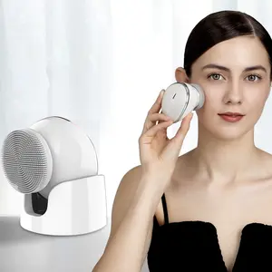 Oplaadbare Vibrerende Facial Siliconen Cleanser Reiniging Borstel Warm