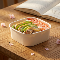 Bol à salade carré en papier imprimé sur mesure avec couvercle, conteneur en papier kraft épaissi, boîte à lunch jetable pour l'emballage de plats à emporter