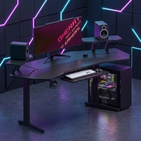Meja Gaming Bentuk L Modern Warna Hitam untuk Gamer dan Kantor, Contoh Gratis dari Pabrik Esport PC Gaming Tables