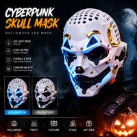 Masque de crâne cyberpunk LED, masque de cosplay futuriste lumineux pour Halloween, casque de costume d'Halloween réglable