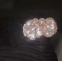 Bague cubaine tendance plaquée or rose, entièrement sertie de moissanite VVS, style hip-hop pour homme