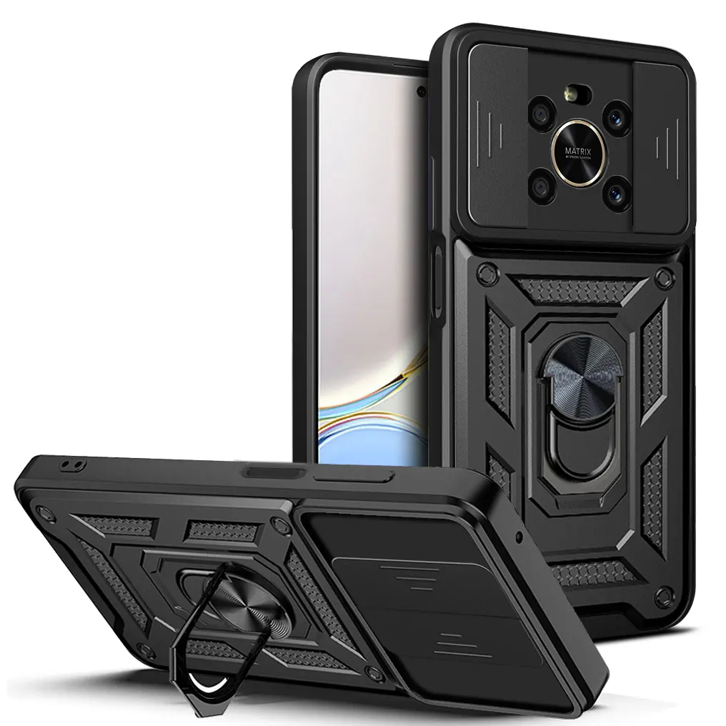 Slide Window Ring Kickstand Armor Shockproof Business Mobile Phone Case For Honor X9(4G/5G)/ X30/ Magic4 Lite