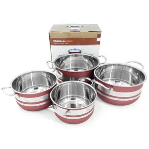 Cookware Sets Double bottom kitchen 4pcs cooking stainless steel pot set