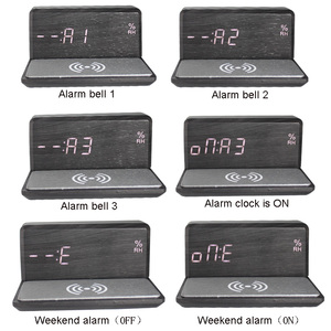 Nhiệt Kế Để Bàn Hình Chữ <span class=keywords><strong>L</strong></span> Sáng Tạo Máy Đo Độ Ẩm Đồng Hồ Báo Thức Sạc Không Dây Bằng Gỗ Kỹ Thuật Số LED - Product Image 6
