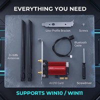 Carte PCIe WiFi 6E TISHRIC Intel AX210 Adaptateur Réseau Sans Fil Tri-Bande 2.4/5/6G Bluetooth 5.4 pour Ordinateur de Bureau Win 10/11