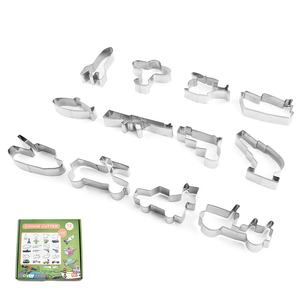 Juego de moldes para cortar galletas de acero inoxidable con formas militares de 12 piezas de alta calidad, molde para sellos de galletas DIY para hornear herramientas de cocina - Product Image 5