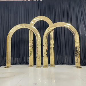 إطار زفاف ذهبي، حامل خلفية زفاف من الفولاذ المقاوم للصدأ، قوس زفاف، خلفية لفعاليات الزفاف - Product Image 4