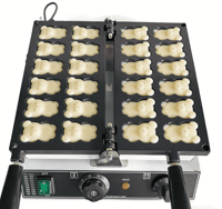 Gaufrier électrique 12 empreintes en acier inoxydable détachable en forme d'ours pour usage domestique et extérieur