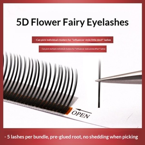 Pestañas de Fábrica al por Mayor, Pestañas de Pelo Sintético 5D con Diseño de Flor, Pestañas Individuales Súper Suaves, Estilo Celebridad de Internet - Product Image 4