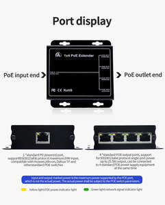 กล่องโลหะ IEEE802.3Af/at 1 เข้า 4 ออก RJ45 Cat6 5 พอร์ต ตัวขยายสัญญาณ PoE แบบแอคทีฟ 10/100Mbps ติดผนัง สำหรับกล้องวงจรปิด  OEM/ODM - Product Image 4