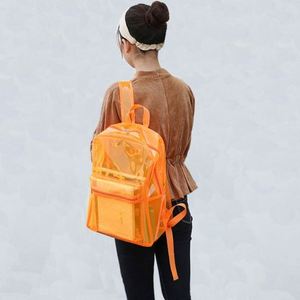 Sac à dos transparent en PVC noir pour femme, tendance et abordable, idéal pour l'école - Product Image 3