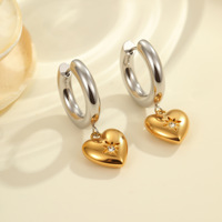 Boucles d'oreilles pendantes Gaovo tendance en forme de cœur et de sapin de Noël, plaquées or 18 carats, en acier inoxydable bicolore, bijoux de mode pour femmes