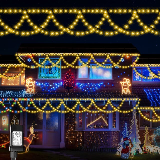 ALADINO Outdoor Waterproof PVC LED Fairy String Lights 40FT Home Christmas Halloween Yard Decor Porch Roof Holiday Eaves Plug