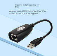 DIHAO Câble d'extension USB vers RJ45, adaptateur prolongateur sur câble Cat5 RJ45 Cat6, cordon de raccordement noir, accessoires de réseau