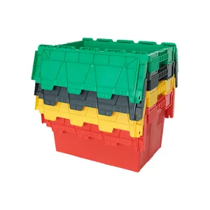 صندوق بلاستيكي قابل للتكديس صندوق بلاستيكي متداخل حاوية تخزين بلاستيكية مزودة بغطاء