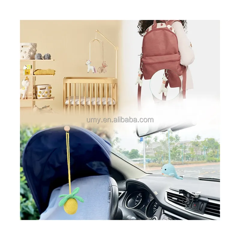 Ba lô mặt dây chuyền bé giường carseat điện thoại di động hoạt động Mat Amigurumi Crochet động vật xe gương treo trang trí đồ chơi mềm