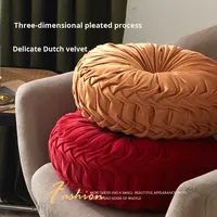 Coussin de canapé en velours hollandais fait main, plissé, en forme de roue, rembourrage en fibre de polyester