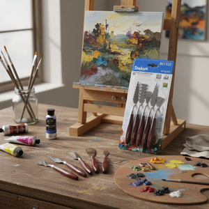 Set di 5 Spatole con Manico in Legno Peiyong per Miscelazione Artistica e Avventure di Pittura, Prodotto in Cina - Product Image 3