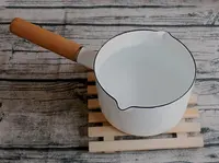 Diameter 15Cm Carbon Staal Emaille Kookgerei Saus Pan Witte Kleur Mini Melk Pan