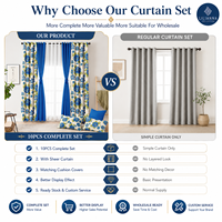 Ensemble de 10 rideaux de fenêtre avec housses de coussin, décoration complète pour la maison, salon, chambre à coucher, Cortinas Rideaux De Maison