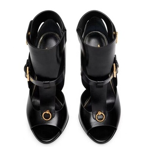 Brand New Metal Chain Heels Women Peep Toe Sandals Gold Slim High-heeled Summer Short Ankle Boots Stiletto Cut Out <b>Shoes</b> - Product Image 6