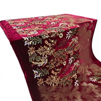 Robes de mariée en tissu velours rouge bordeaux 100 % polyester, écologiques, de haute qualité, avec dentelle à sequins, tissées, poids moyen, modèle 2026