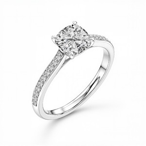 Bague en diamant de laboratoire de qualité supérieure, taille coussin, clarté VVS-VS, couleur EF, en argent sterling 925, or 10KT, 14KT, 18KT, bijoux fins - Product Image 3