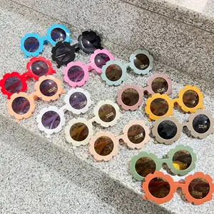 Gafas de sol con diseño de girasol para niños y niñas, anteojos de sol infantiles con diseño de flores y pétalos de flores, coloridas y cómodas, venta al por mayor