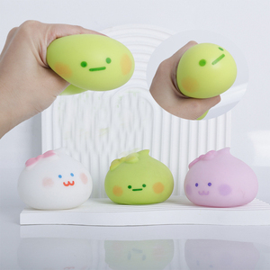 Happy 7.5cm Steamed Bun-Shaped TPR <b>Squishy</b> Toy Creamy Tips Stress Relief Gift for Kids and Adults Easy Mood Enhancement - Product Image 1
