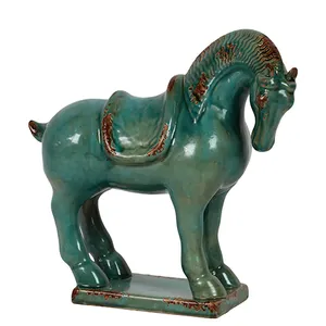 Ceramic Horse Figurines Home Decoration Green 2020 Custom High Quality Ceramic Porcelain Ceramic & Enamel Glossy Antique Glaze