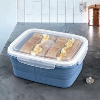 Boîte à lunch en silicone de qualité alimentaire avec couvercle en plastique, étanche, écologique, compatible congélateur, pour fruits et légumes