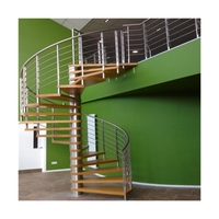 Escalier en spirale moderne pour lit mezzanine, structure en métal et bois, escalier en acier inoxydable, utilisation intérieure et extérieure