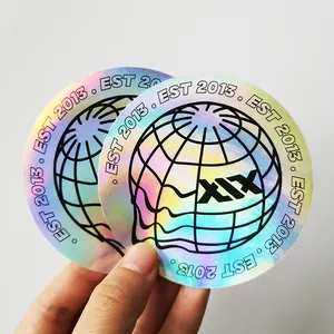 UV Resist Waterproof Rainbow Silver Laser 3 D Holograma Etiqueta Etiqueta Logotipo Personalizado Die Cut Glitter Holographic Sticker