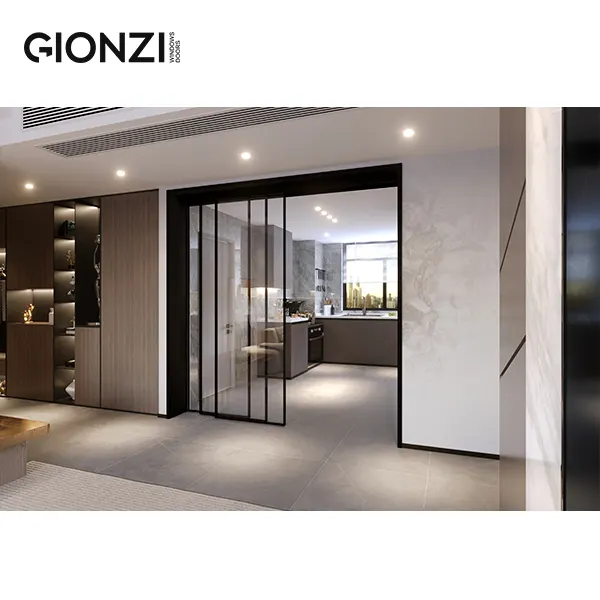 GIONZI 텔레스코픽 슬라이딩 도어를 닫는 화장실 용 시스템 유리 알루미늄 사무실 용 파티션
