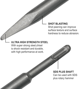 Burin SDS Plus en acier forgé durable 14*250mm 40Cr pour marteau perforateur pour le démolissement de béton, de briques et de carreaux - Product Image 4