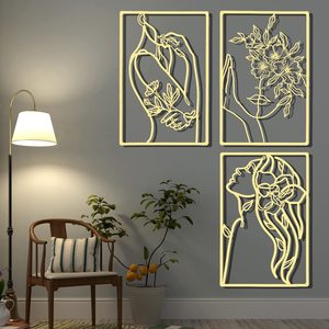 Diy Interior vestíbulo pantalla Marco de hierro flor dormitorio pared decoración colgante Metal mujeres pared arte Decoración - Product Image 3