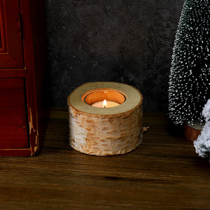 Mystic Arts Rustic Wood Candle <b>Holders</b> Set Of 3 Natural Birch Bark Style Decorative <b>Tealight</b> <b>Holders</b> For Home Christmas Decor - Product Image 4