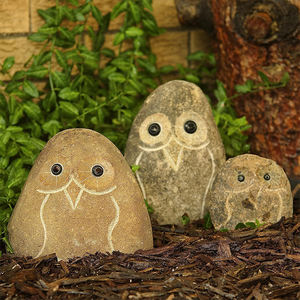 Resina criação pequena 3 coruja pedra estatueta pacote - Product Image 4