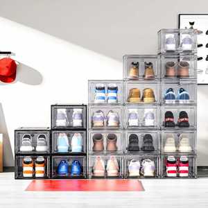 Large Foldable Single <b>Shoe</b> Storage <b>Box</b> Fit Size 13 Closet Space Save Stackable <b>Shoe</b> Rack Sneaker Container Bin <b>Clear</b> Plastic - Product Image 3