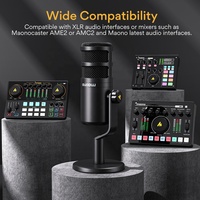 Maono – Microphone dynamique XLR professionnel pour les jeux en direct, Microphone dynamique de bureau entièrement en métal avec un seul bras