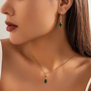 2023 produk baru perhiasan modis Set kalung Droplet minimalis rantai leher rantai wanita desain kalung zirkon