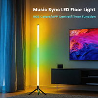 Lampe de sol intelligente RGBIC, blanc chaud et froid, lampe d'angle, synchronisation musicale, modes de scène, lampe de sol LED intelligente pour chambre à coucher, salon