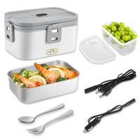 Boîte à lunch électrique isolée multicouche 2-en-1 en acier inoxydable Boîte à lunch électrique chauffante à usage domestique rechargeable auto-chauffante pour voiture