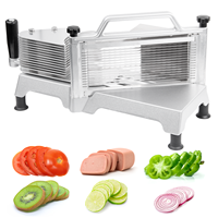 Commerciële tomaten snijmachine, heavy-duty handmatige fruit- en groentesnijder voor het snijden van tomaten, komkommers en bananen